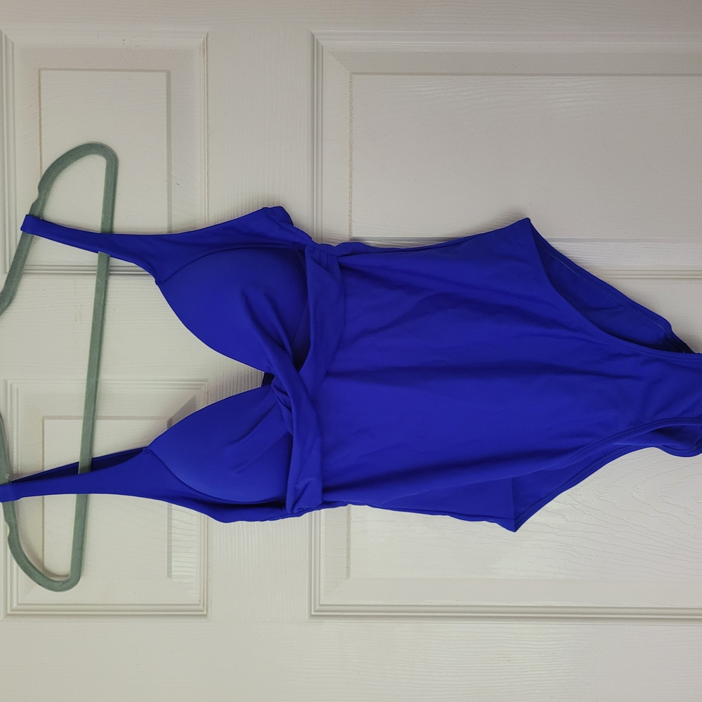SHEIN Blue One Piece Swimsuit with Plunging V-Neckline